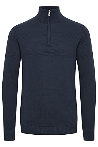 Solid Bamaro Herren Strickpullover Troyer Feinstrick Pullover mit Stehkragen aus 100% Baumwolle, Größe:L, Farbe:Insignia Blue (194010) von Solid