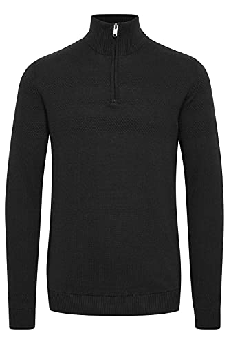 Solid Bamaro Herren Strickpullover Troyer Feinstrick Pullover mit Stehkragen aus 100% Baumwolle, Größe:XXL, Farbe:Black (194007) von Solid