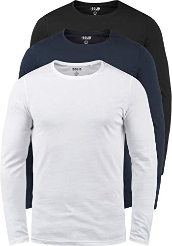 !Solid Basal Herren Longsleeve Langarm Shirt Mit Rundhalsausschnitt Aus 100% Baumwolle 3er Pack, Größe:XXL, Farbe:3er-Box-2 von !Solid