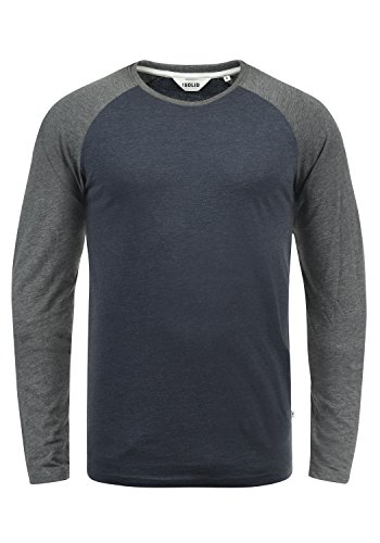 Solid Bastien Herren Longsleeve Langarmshirt Shirt Mit Rundhalskragen, Größe:L, Farbe:Blue Grey Melange (G8991) von Solid