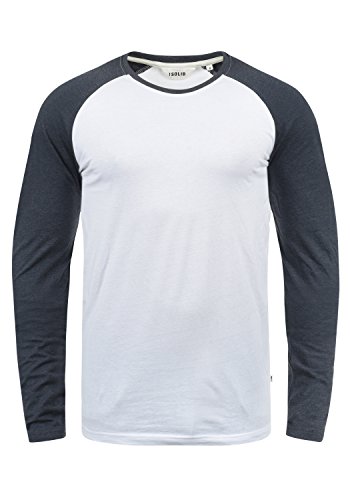 Solid Bastien Herren Longsleeve Langarmshirt Shirt Mit Rundhalskragen, Größe:L, Farbe:White Blue Melange (B0001) von Solid