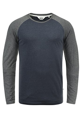 Solid Bastien Herren Longsleeve Langarmshirt Shirt Mit Rundhalskragen, Größe:S, Farbe:Blue Grey Melange (G8991) von Solid