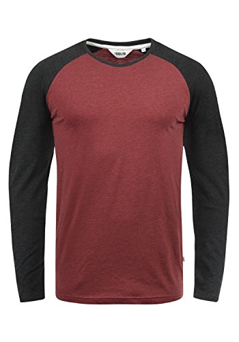 Solid Bastien Herren Longsleeve Langarmshirt Shirt Mit Rundhalskragen, Größe:XL, Farbe:Wine Red Melange (8985) von Solid