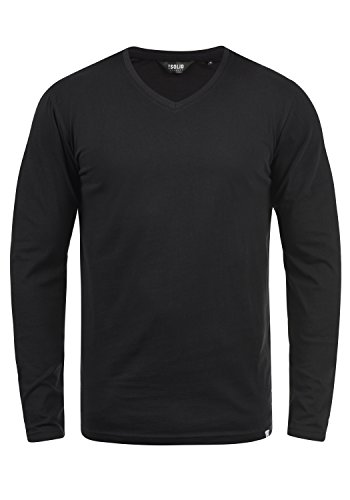 Solid Beda Herren Longsleeve Langarmshirt Shirt Mit V-Ausschnitt, Größe:L, Farbe:Black (9000) von Solid