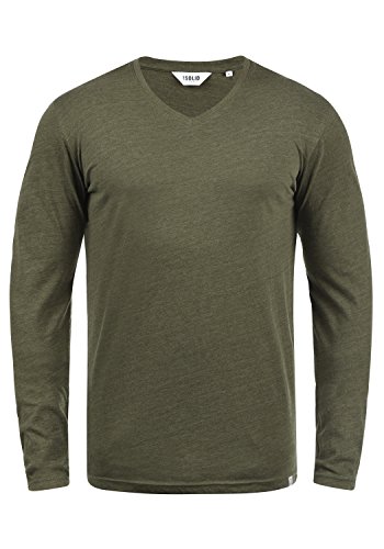Solid Beda Herren Longsleeve Langarmshirt Shirt Mit V-Ausschnitt, Größe:L, Farbe:Ivy Green Melange (8797) von Solid