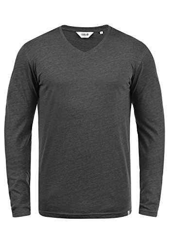 Solid Beda Herren Longsleeve Langarmshirt Shirt Mit V-Ausschnitt, Größe:M, Farbe:Dark Grey Melange (8288) von Solid