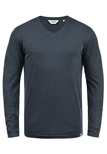 Solid Beda Herren Longsleeve Langarmshirt Shirt Mit V-Ausschnitt, Größe:XL, Farbe:Insignia Blue Melange (8991) von Solid