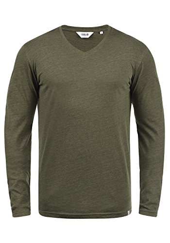 Solid Beda Herren Longsleeve Langarmshirt Shirt Mit V-Ausschnitt, Größe:XXL, Farbe:Ivy Green Melange (8797) von Solid