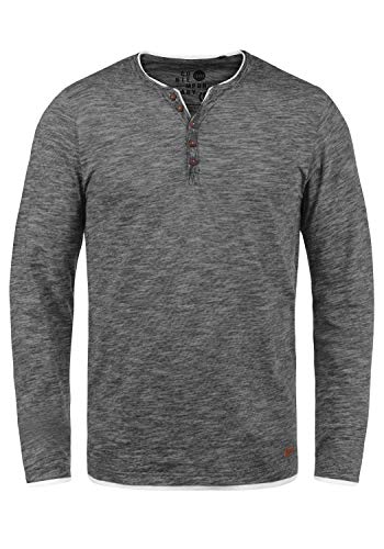 Solid Belagos Herren Grandad Longsleeve Langarmshirt Aus 100% Baumwolle, Größe:XL, Farbe:Black (9000) von Solid