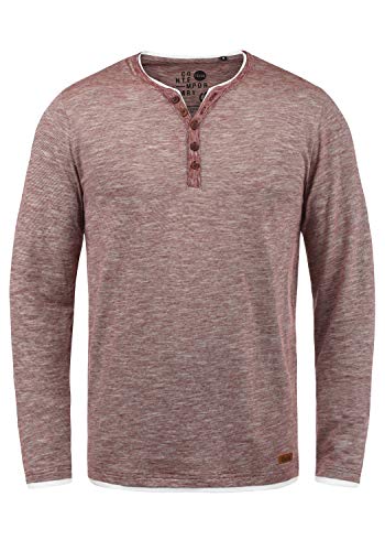 Solid Belagos Herren Grandad Longsleeve Langarmshirt Aus 100% Baumwolle, Größe:XL, Farbe:Wine Red (0985) von Solid