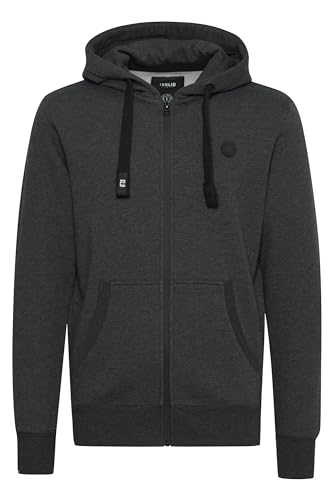 Solid Bene Zip Herren Sweatjacke Kapuzenjacke Hoodie Mit Kapuze Reißverschluss Und Fleece-Innenseite, Größe:L, Farbe:Dark Grey Melange (8288) von Solid