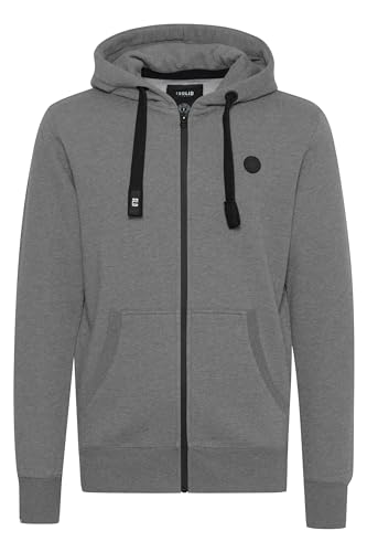 Solid Bene Zip Herren Sweatjacke Kapuzenjacke Hoodie Mit Kapuze Reißverschluss Und Fleece-Innenseite, Größe:M, Farbe:Grey Melange (8236) von Solid