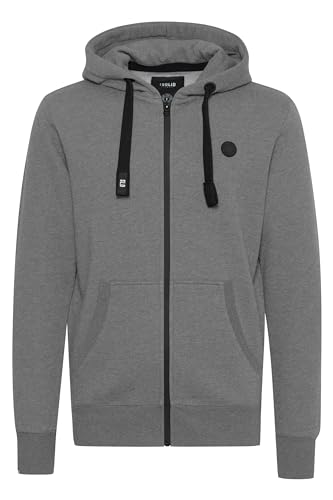 !Solid SDBene Herren Sweatjacke Kapuzenjacke Zip Hoodie mit Kapuze Reißverschluss Kängurutasche Baumwollmischung Regular fit, Größe:2XL, Farbe:Grey Melange (8236) von !Solid
