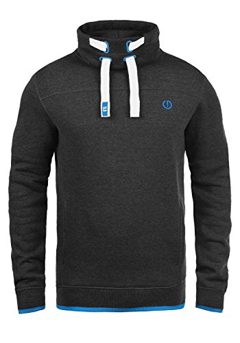 !Solid SDBenjamin Tube Herren Sweatshirt Pullover Sweater mit Tube-Neck Eingrifftaschen Rippbündchen Baumwollmischung Regular fit, Größe:M, Farbe:Dark Grey Melange (8999) von !Solid
