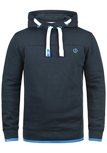 Solid Benjamin Hood Herren Kapuzenpullover Hoodie Pullover Mit Kapuze Cross-Over-Kragen Und Fleece-Innenseite, Größe:L, Farbe:Insignia Blue (1991) von Solid