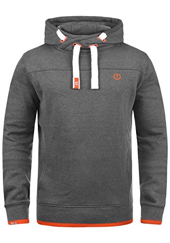 Solid Benjamin Hood Herren Kapuzenpullover Hoodie Pullover Mit Kapuze Cross-Over-Kragen Und Fleece-Innenseite, Größe:M, Farbe:Grey Melange (8236) von Solid