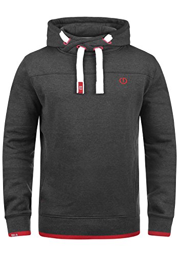 Solid Benjamin Hood Herren Kapuzenpullover Hoodie Pullover Mit Kapuze Cross-Over-Kragen Und Fleece-Innenseite, Größe:M, Farbe:Med Grey (8254) von Solid