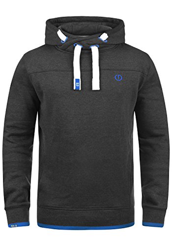 Solid Benjamin Hood Herren Kapuzenpullover Hoodie Pullover Mit Kapuze Cross-Over-Kragen Und Fleece-Innenseite, Größe:XXL, Farbe:Dark Grey Melange (8999) von Solid