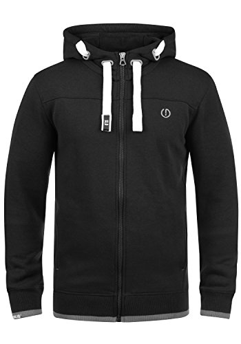 !Solid SDBenjaminZip Herren Sweatjacke Kapuzenjacke Hoodie mit Kapuze Reißverschluss Kordelzug Baumwollmischung Regular fit, Größe:L, Farbe:Black (9000) von !Solid