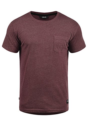 Solid Bob Herren T-Shirt Kurzarm Shirt Mit Rundhalsausschnitt, Größe:L, Farbe:Wine Red Melange (8985) von Solid