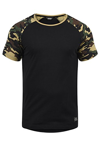 Solid Cahil Herren T-Shirt Kurzarm Shirt mit Rundhalsausschnitt und Camouflage-Muster, Größe:M, Farbe:Black Dusty (D9000) von Solid