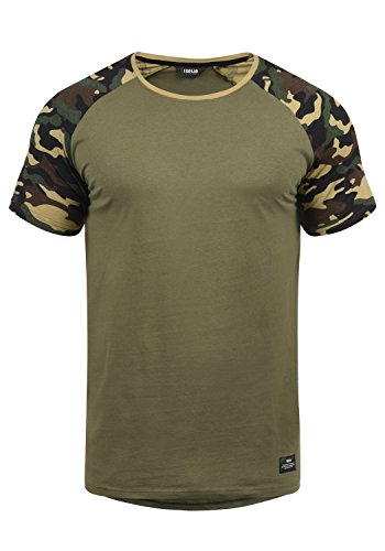 Solid Cahil Herren T-Shirt Kurzarm Shirt mit Rundhalsausschnitt und Camouflage-Muster, Größe:M, Farbe:Dusty Oliv (3784) von Solid