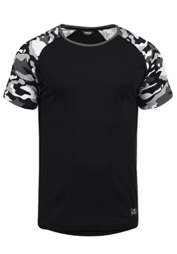 Solid Cahil Herren T-Shirt Kurzarm Shirt mit Rundhalsausschnitt und Camouflage-Muster, Größe:L, Farbe:Black Grey (G9000) von Solid