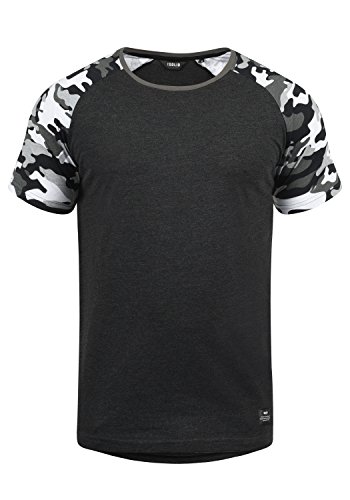 Solid Cahil Herren T-Shirt Kurzarm Shirt mit Rundhalsausschnitt und Camouflage-Muster, Größe:M, Farbe:Dark Grey Melange (8288) von Solid