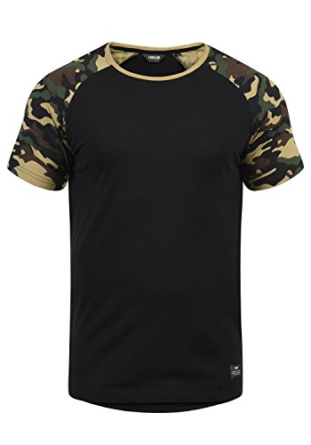 Solid Cahil Herren T-Shirt Kurzarm Shirt mit Rundhalsausschnitt und Camouflage-Muster, Größe:XL, Farbe:Black Dusty (D9000) von Solid