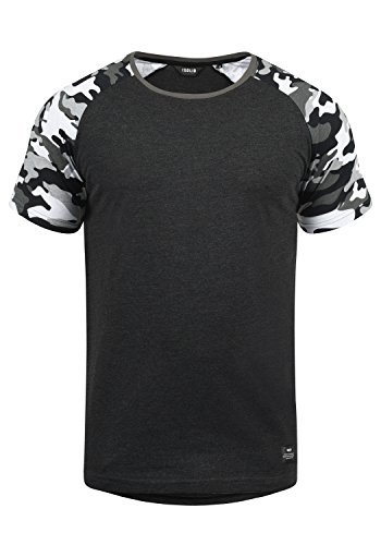 Solid Cahil Herren T-Shirt Kurzarm Shirt mit Rundhalsausschnitt und Camouflage-Muster, Größe:XL, Farbe:Dark Grey Melange (8288) von Solid