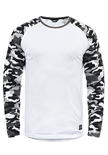 !Solid SDCajus Herren Longsleeve Langarmshirt Shirt mit Camouflage-Muster Rundhals-Ausschnitt Baumwollmischung Regular fit, Größe:M, Farbe:White Grey (G0001) von !Solid