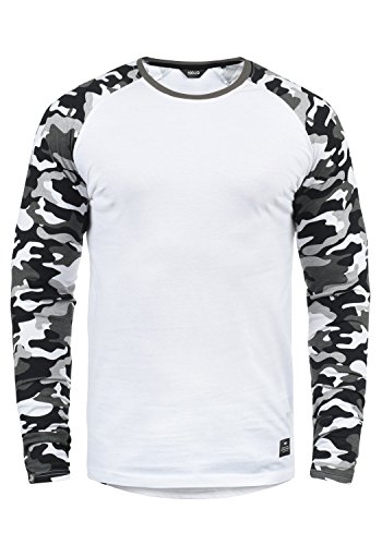 Solid Cajus Herren Longsleeve Langarmshirt Shirt mit Camouflage-Muster und Rundhalsausschnitt, Größe:L, Farbe:White Grey (G0001) von Solid