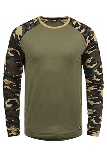 Solid Cajus Herren Longsleeve Langarmshirt Shirt mit Camouflage-Muster und Rundhalsausschnitt, Größe:XL, Farbe:Dusty Oliv (3784) von Solid