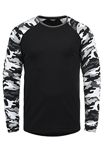 Solid Cajus Herren Longsleeve Langarmshirt Shirt mit Camouflage-Muster und Rundhalsausschnitt, Größe:XL, Farbe:Black Grey (G9000) von Solid