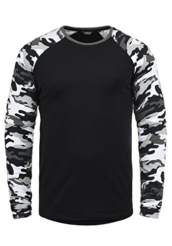 Solid Cajus Herren Longsleeve Langarmshirt Shirt mit Camouflage-Muster und Rundhalsausschnitt, Größe:XXL, Farbe:Black Grey (G9000) von Solid