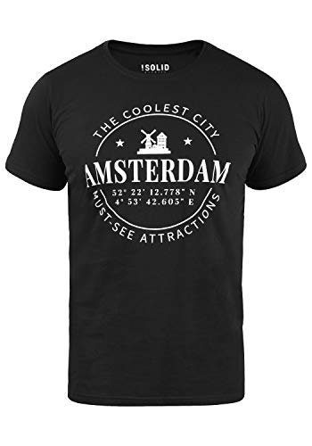 Solid Cimo Herren T-Shirt Kurzarm Shirt mit Print und Rundhalsausschnitt, Größe:L, Farbe:Black (9000) von Solid