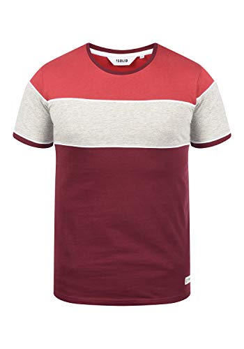 Solid Cody Herren T-Shirt Kurzarm Shirt mit Streifen und Rundhalsausschnitt aus 100% Baumwolle, Größe:XL, Farbe:Wine Red (0985) von Solid