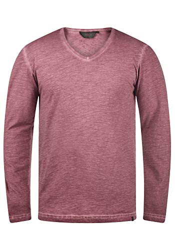 Solid Cornelio Herren Longsleeve Langarmshirt Shirt mit V-Ausschnitt, Größe:L, Farbe:Wine Red (191526) von Solid