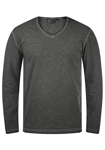 Solid Cornelio Herren Longsleeve Langarmshirt Shirt mit V-Ausschnitt, Größe:M, Farbe:Black (194007) von Solid