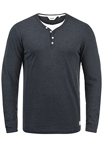 Solid Doriano Herren Longsleeve Langarmshirt Shirt Mit Grandad-Ausschnitt, Größe:L, Farbe:Insignia Blue Melange (8991) von Solid