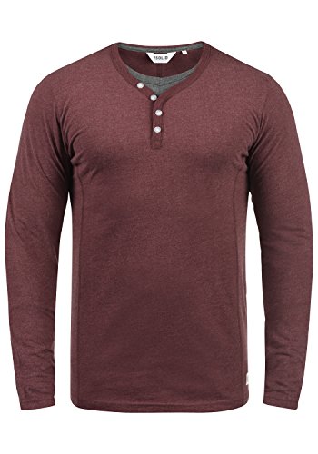 Solid Doriano Herren Longsleeve Langarmshirt Shirt Mit Grandad-Ausschnitt, Größe:XL, Farbe:Wine Red Melange (8985) von Solid