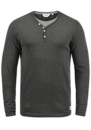 Solid Doriano Herren Longsleeve Langarmshirt Shirt Mit Grandad-Ausschnitt, Größe:XXL, Farbe:Dark Grey Melange (8288) von Solid