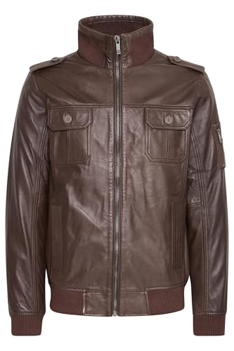 !Solid Famash Herren Lederjacke Bikerjacke Echtleder mit Stehkragen, Größe:L, Farbe:Brown (5066) von !Solid