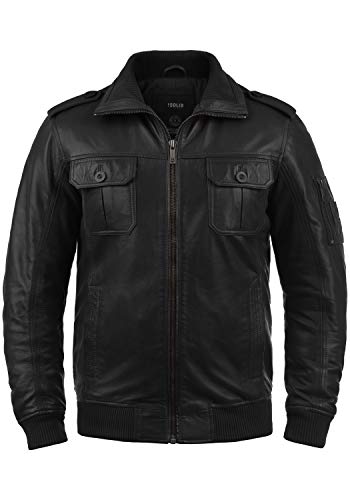 Solid Famash Herren Lederjacke Bikerjacke Echtleder mit Stehkragen, Größe:XL, Farbe:Black (S9000) von Solid