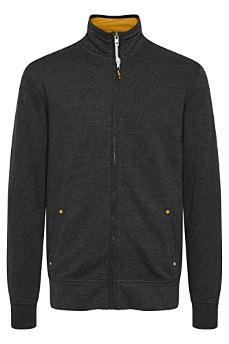 Solid Karim Herren Sweatjacke Cardigan Jacke mit Stehkragen aus 100% Baumwolle, Größe:3XL, Farbe:Dark Grey Melange (1940071) von Solid