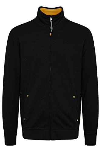 Solid Karim Herren Sweatjacke Cardigan Jacke mit Stehkragen aus 100% Baumwolle, Größe:L, Farbe:Black (194007) von Solid