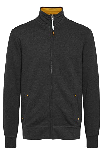 Solid Karim Herren Sweatjacke Cardigan Jacke mit Stehkragen aus 100% Baumwolle, Größe:XL, Farbe:Dark Grey Melange (1940071) von Solid