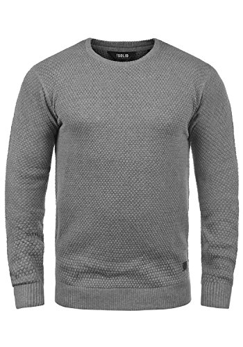 !Solid SDKarl O-Neck Herren Strickpullover Feinstrick Pullover mit Rundhals-Ausschnitt Rippbündchen Baumwollmischung Regular fit, Größe:2XL, Farbe:Med Grey (8254) von !Solid