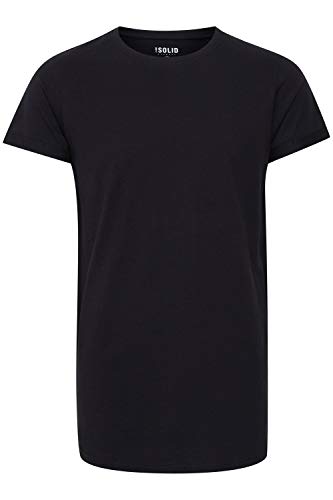 Solid Longo Herren T-Shirt Kurzarm Shirt Basic Multipack, Größe:S, Farbe:Black (9000) von Solid