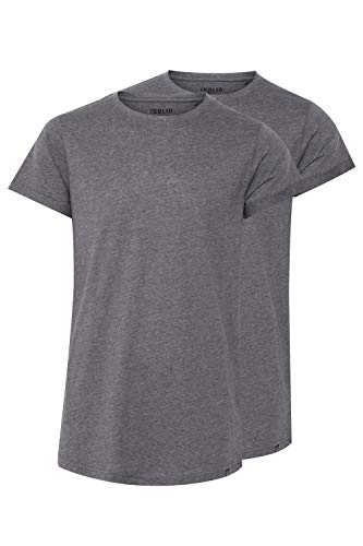 Solid Longo Herren T-Shirt Kurzarm Shirt Basic Multipack mit Rundhalsausschnitt, Größe:M, Farbe:Grey Melange (8236) von Solid
